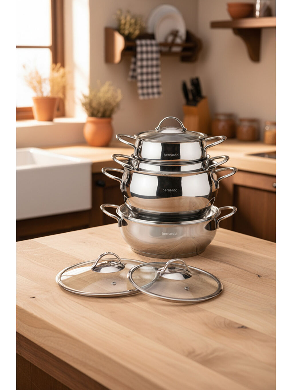 Gri Monde 8 Parça Yarı Küre Çelik Tencere Seti-1