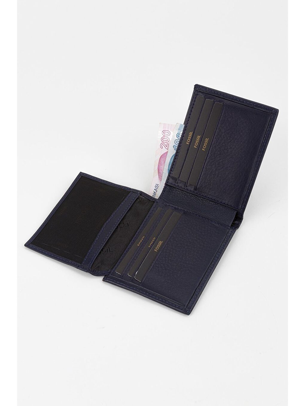 Lacivert Kutulu Hakiki Deri Dikiş Detaylı Kahverengi Yatay Erkek El Portföyü Cüzdan-2