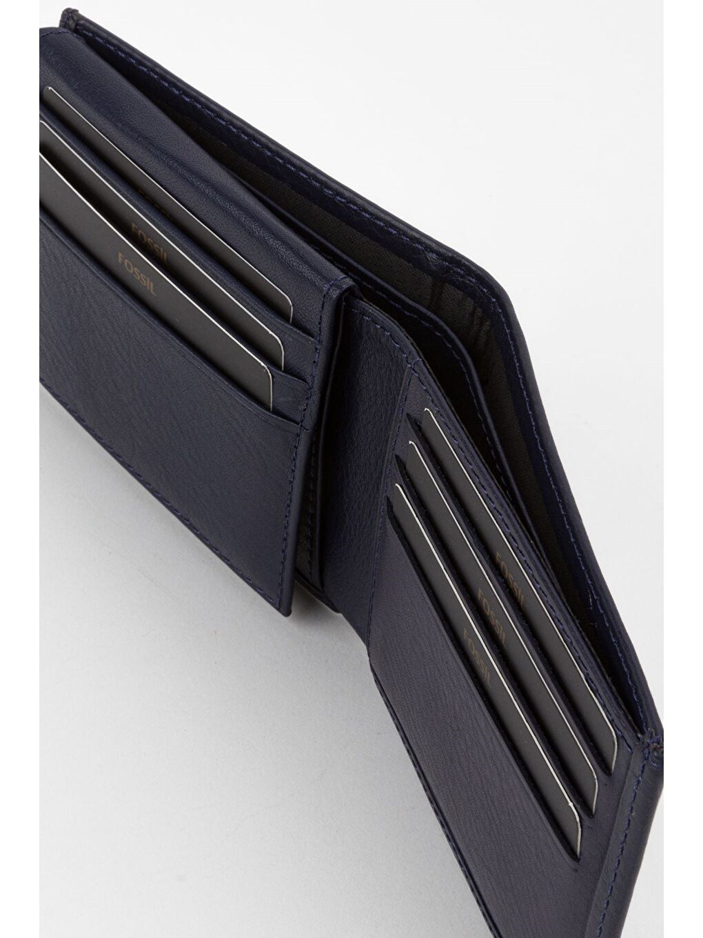 Lacivert Kutulu Hakiki Deri Dikiş Detaylı Kahverengi Yatay Erkek El Portföyü Cüzdan-3