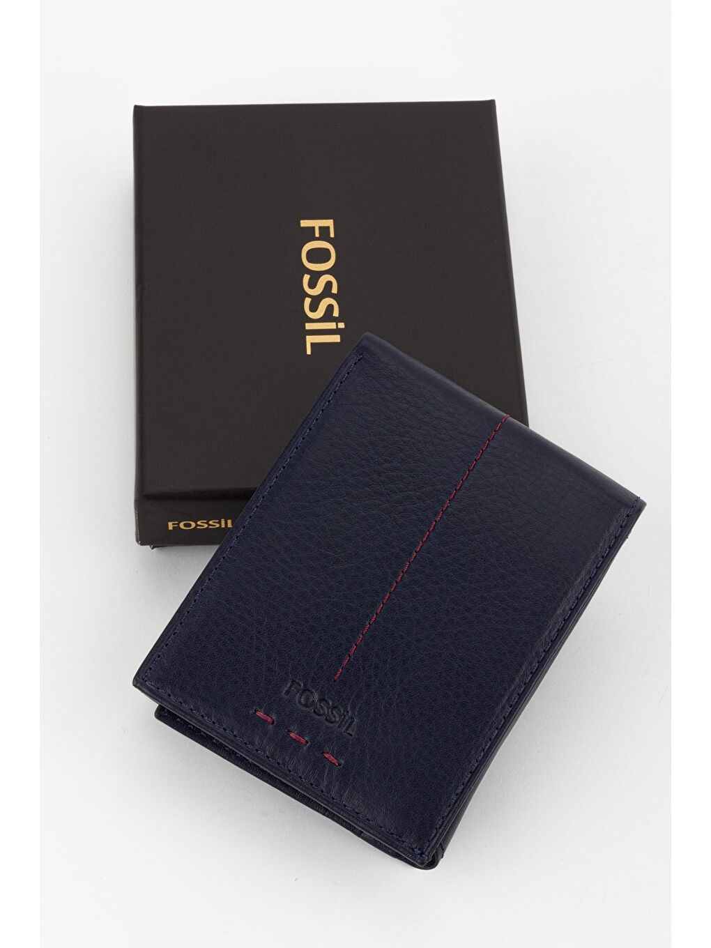 Lacivert Kutulu Hakiki Deri Dikiş Detaylı Kahverengi Yatay Erkek El Portföyü Cüzdan-4