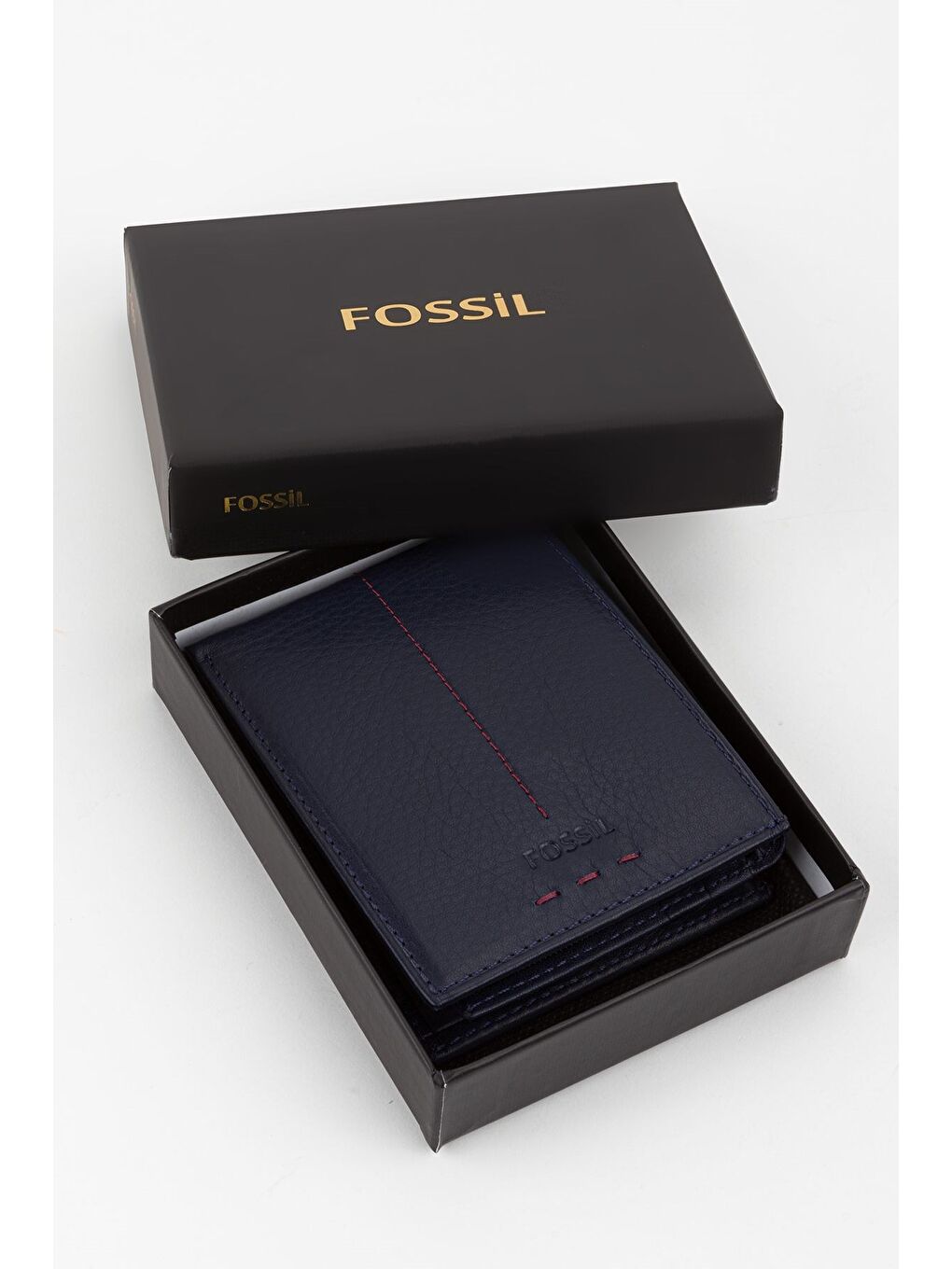 Lacivert Kutulu Hakiki Deri Dikiş Detaylı Kahverengi Yatay Erkek El Portföyü Cüzdan-5