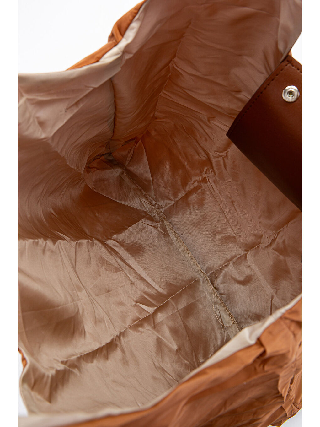 Kahverengi Açılabilen Anahtarlık Paraşüt Kumaş Alışveriş Kol Çantası Joan Klinkır Taba-3