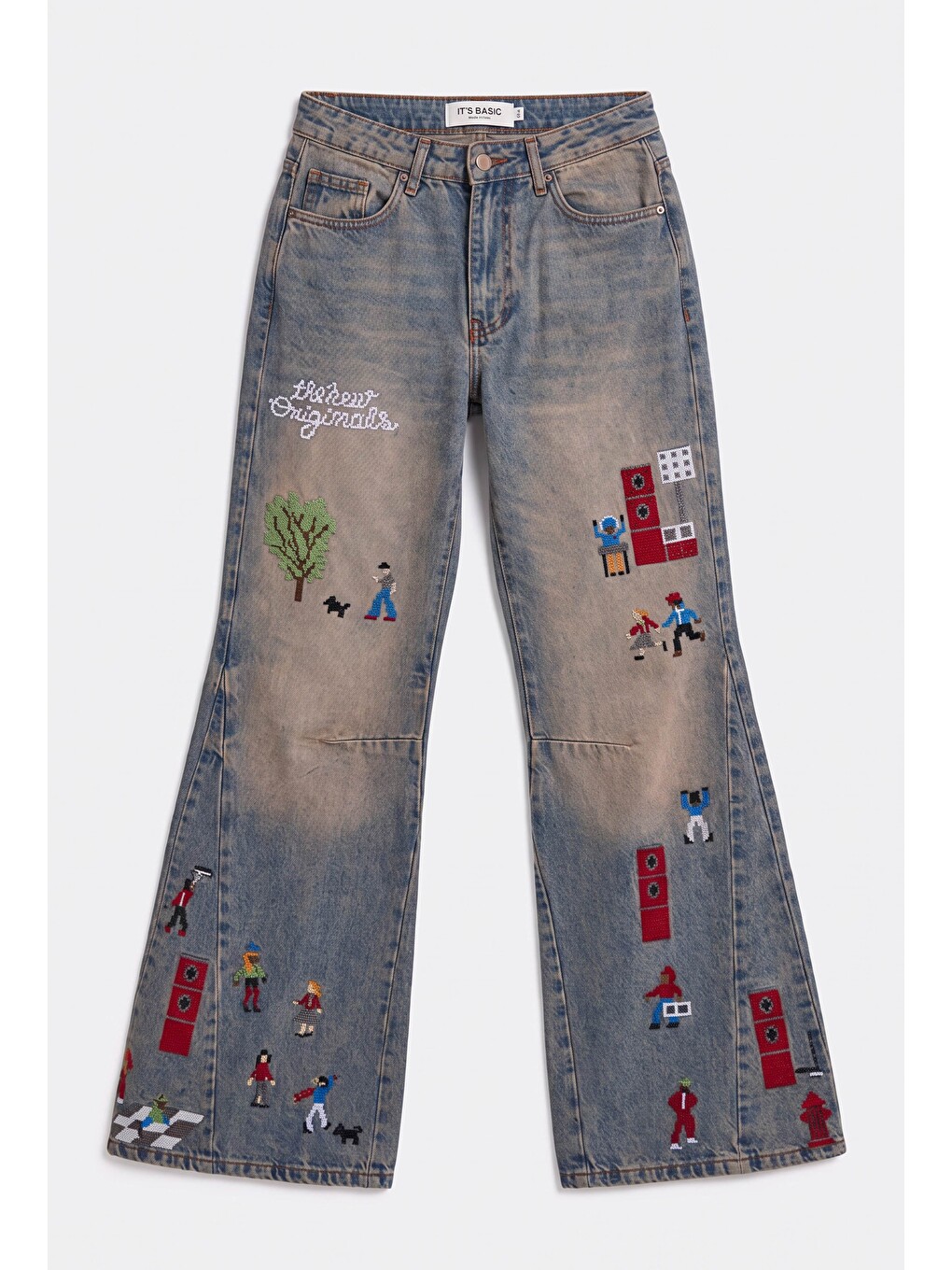 Mavi Kadın Koyu Jean 2w6-85 Loose Flare Fit Nakış Detaylı Özel Tsarım Denim Jean-1