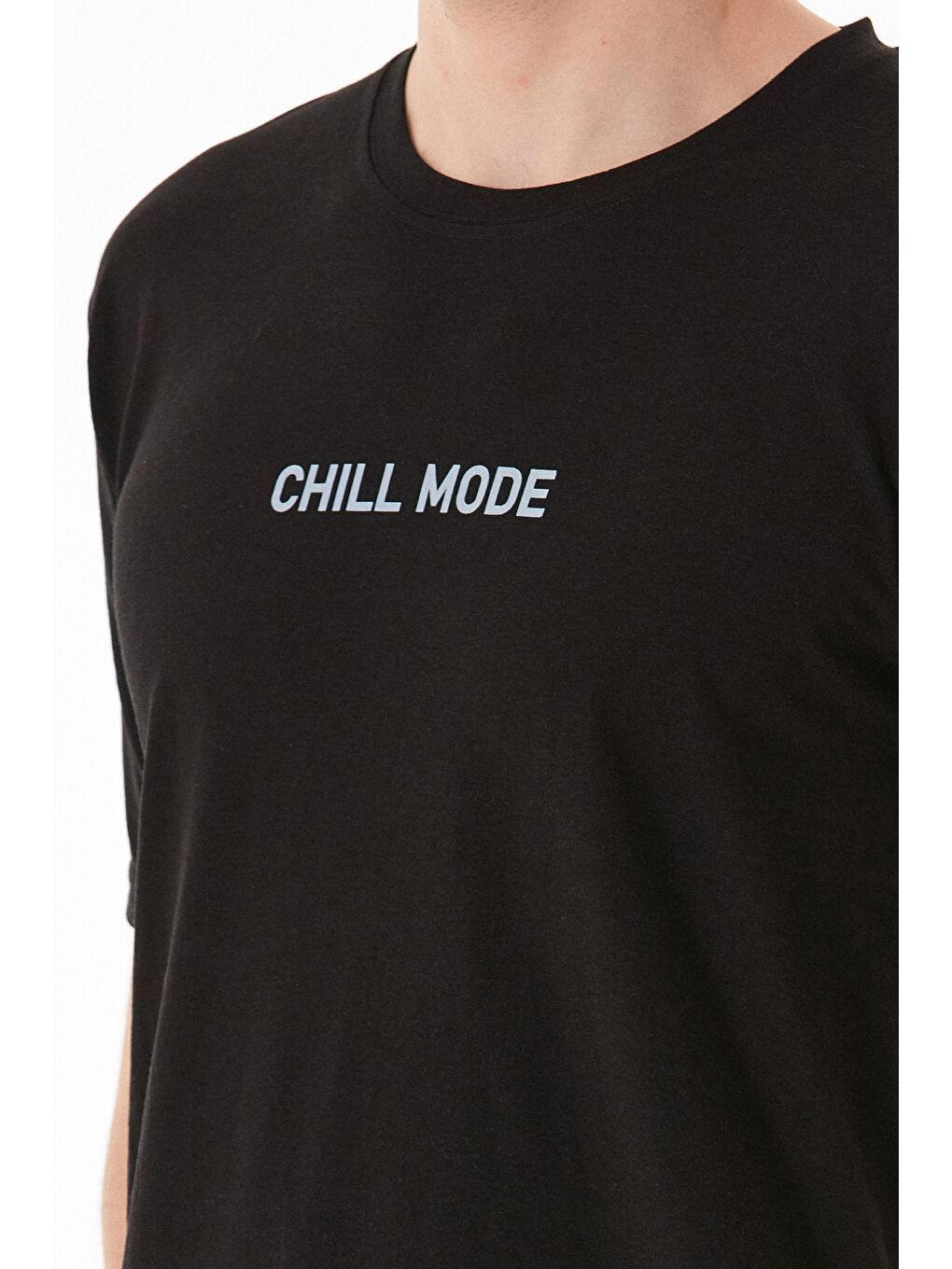 Siyah Chıll Mode Yazı Baskılı Tişört-4