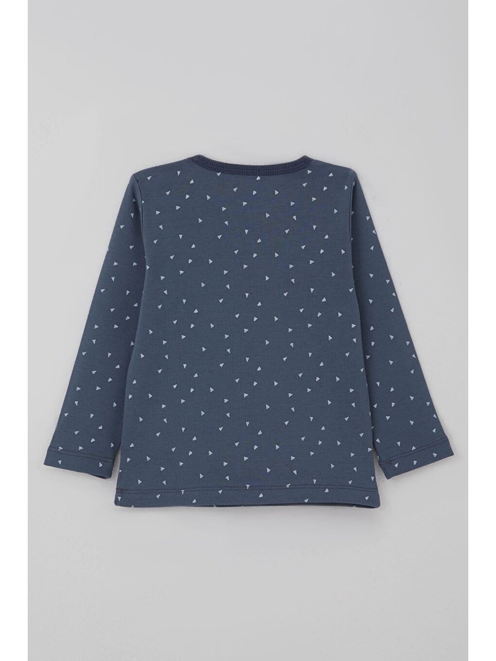 Gri Erkek Bebek Pijama Takımı Minik Üçgenler Desenli Füme (9 Ay-3 Yaş)-3