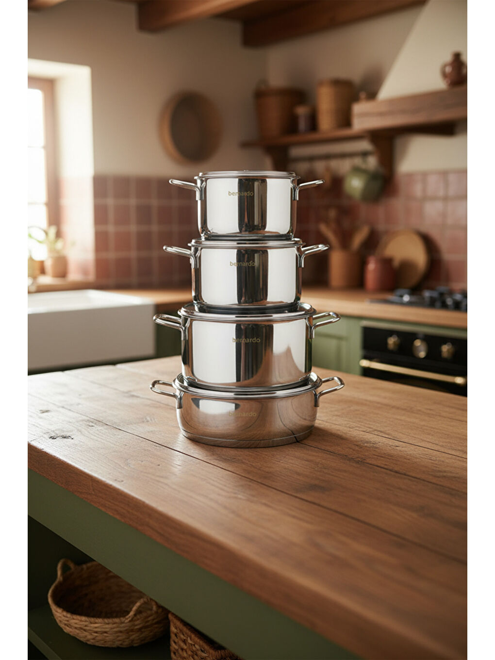 Gri Sonora 8 Parça Silindir Çelik Tencere Seti-6