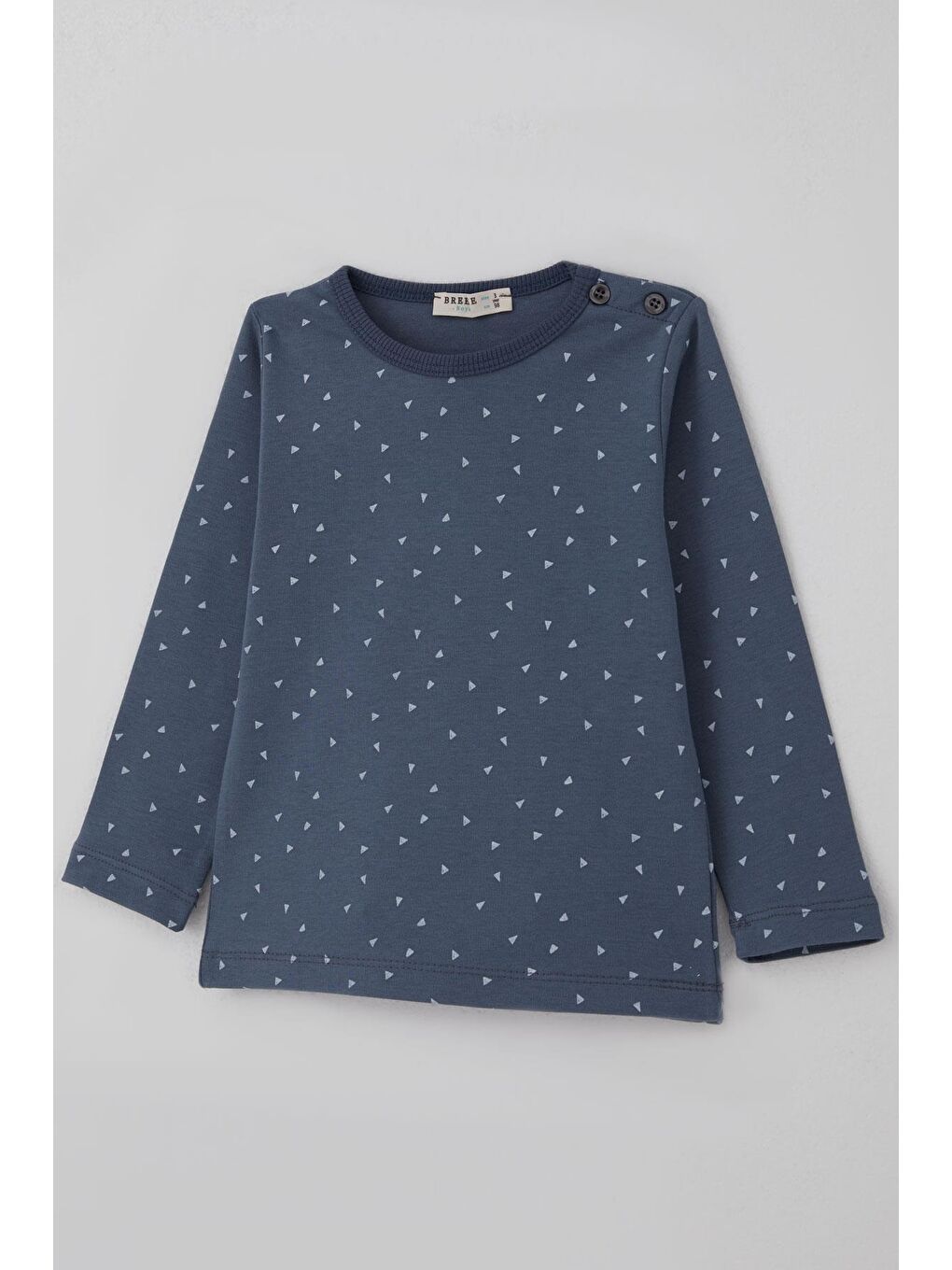 Gri Erkek Bebek Pijama Takımı Minik Üçgenler Desenli Füme (9 Ay-3 Yaş)-5