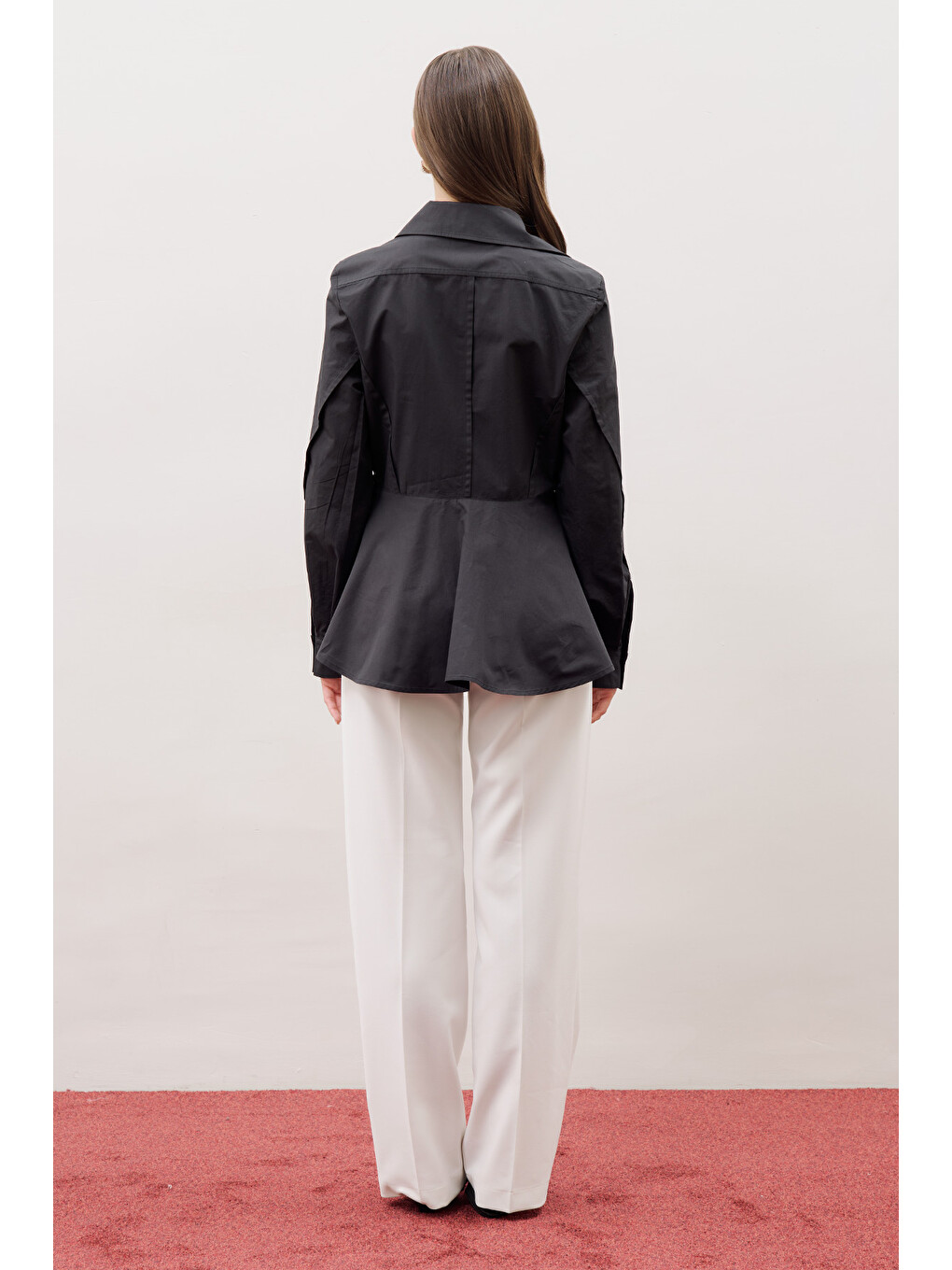 Peplum Oturan Gömlek Siyah-5