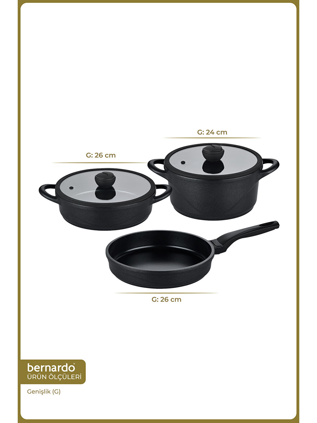 Arista 5 Parça Seramik Döküm Tencere Seti Siyah-1