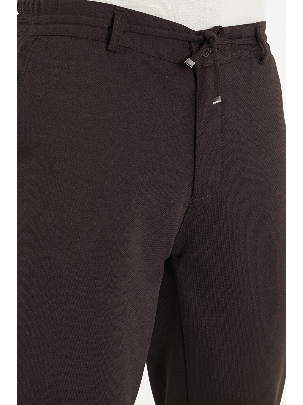 Kahverengi Regular Fit Düz Paça Bağlamalı Pantolon 6843700-5