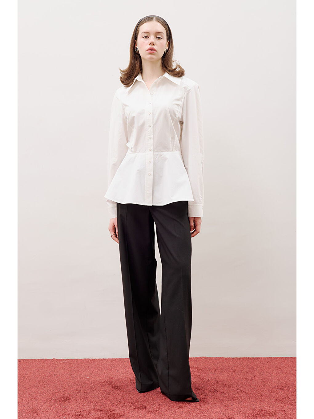 Peplum Oturan Gömlek Ekru-2