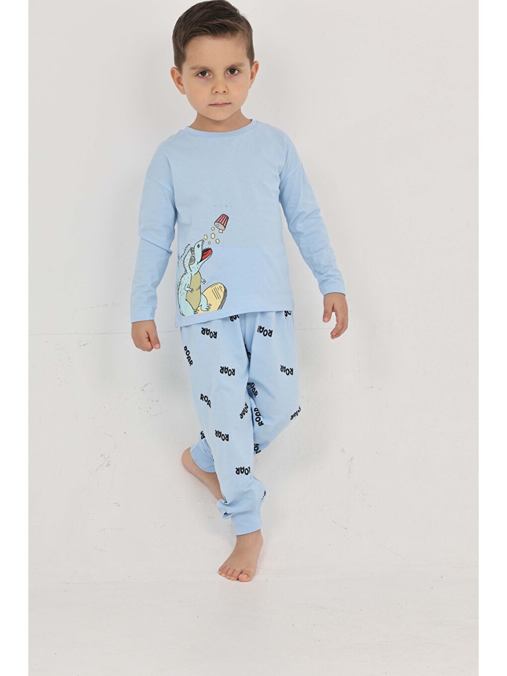 Mavi Erkek Çocuk Roar Baskılı Pijama Takım-3