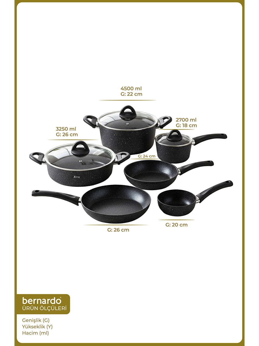 Melcor 9 Parça Granit Tencere Seti Siyah-1