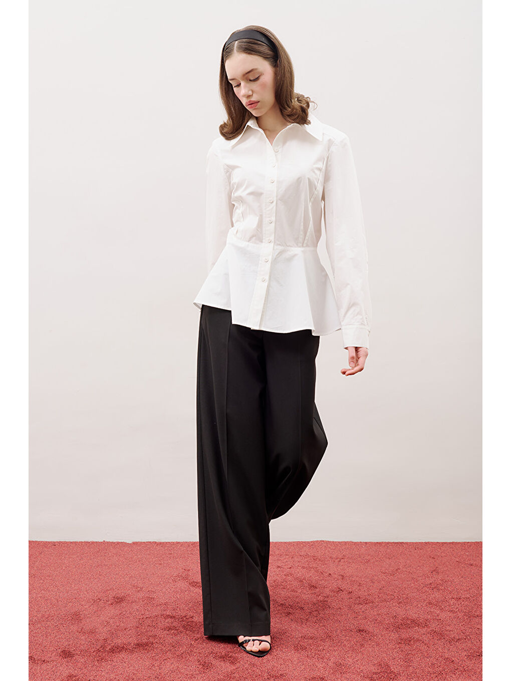 Peplum Oturan Gömlek Ekru-3