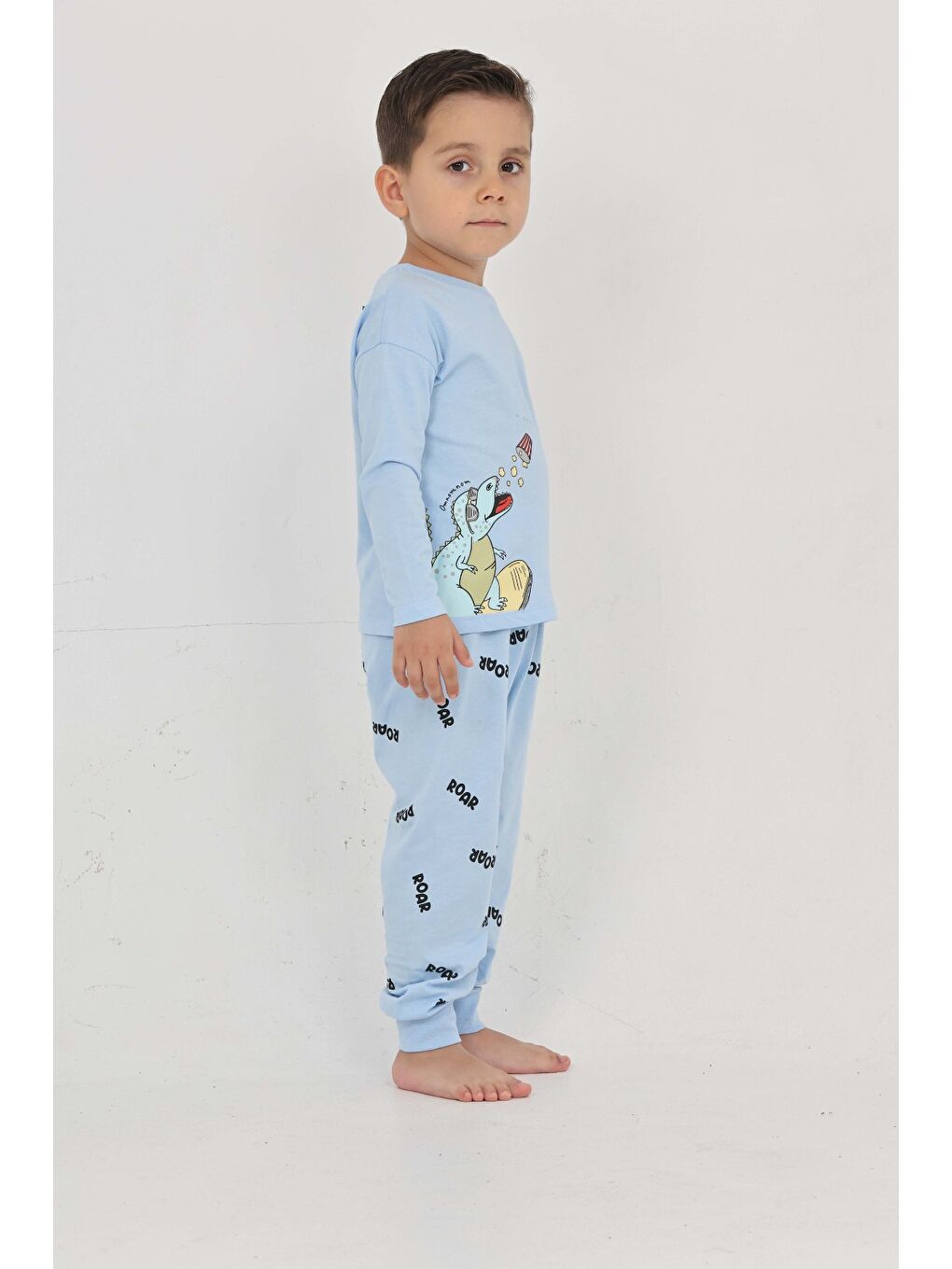 Mavi Erkek Çocuk Roar Baskılı Pijama Takım-4