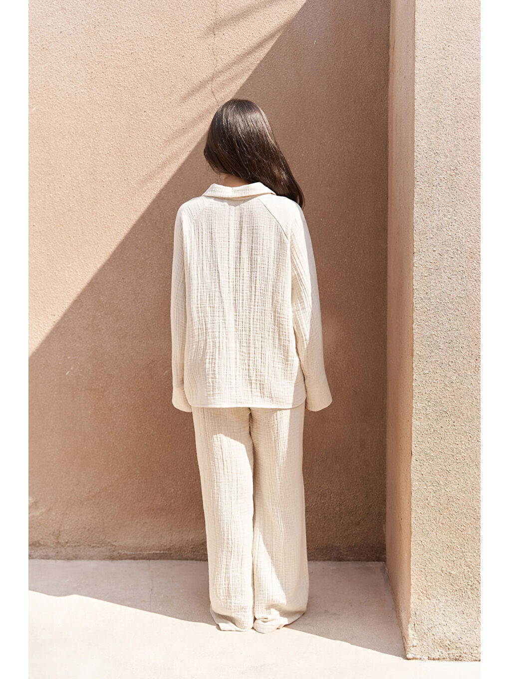 Bali Boncuklu Bej Müslin Takım-3