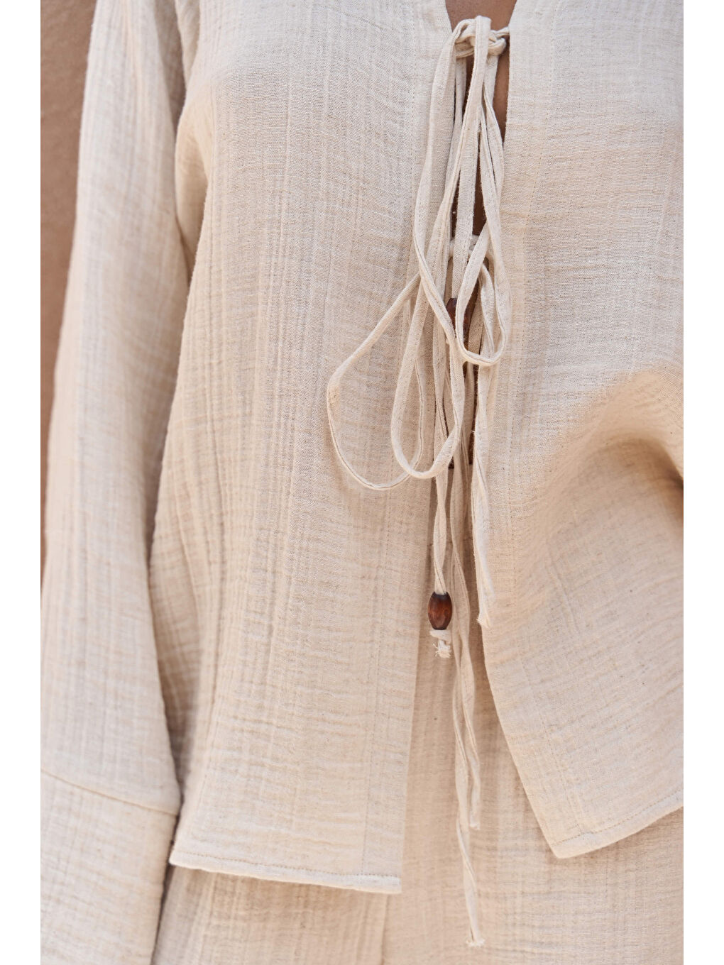 Bali Boncuklu Bej Müslin Takım-6