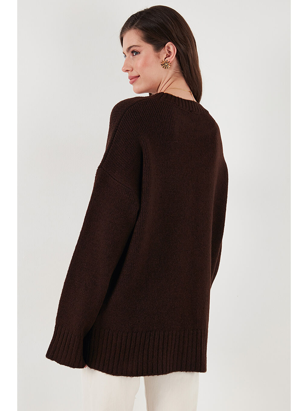 Kahverengi Regular Fit Bisiklet Yaka Basic Triko Kazak 4616213-6