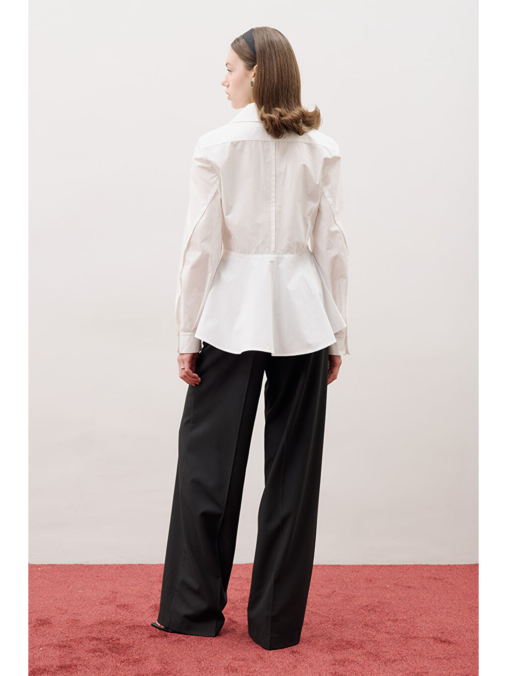 Peplum Oturan Gömlek Ekru-5