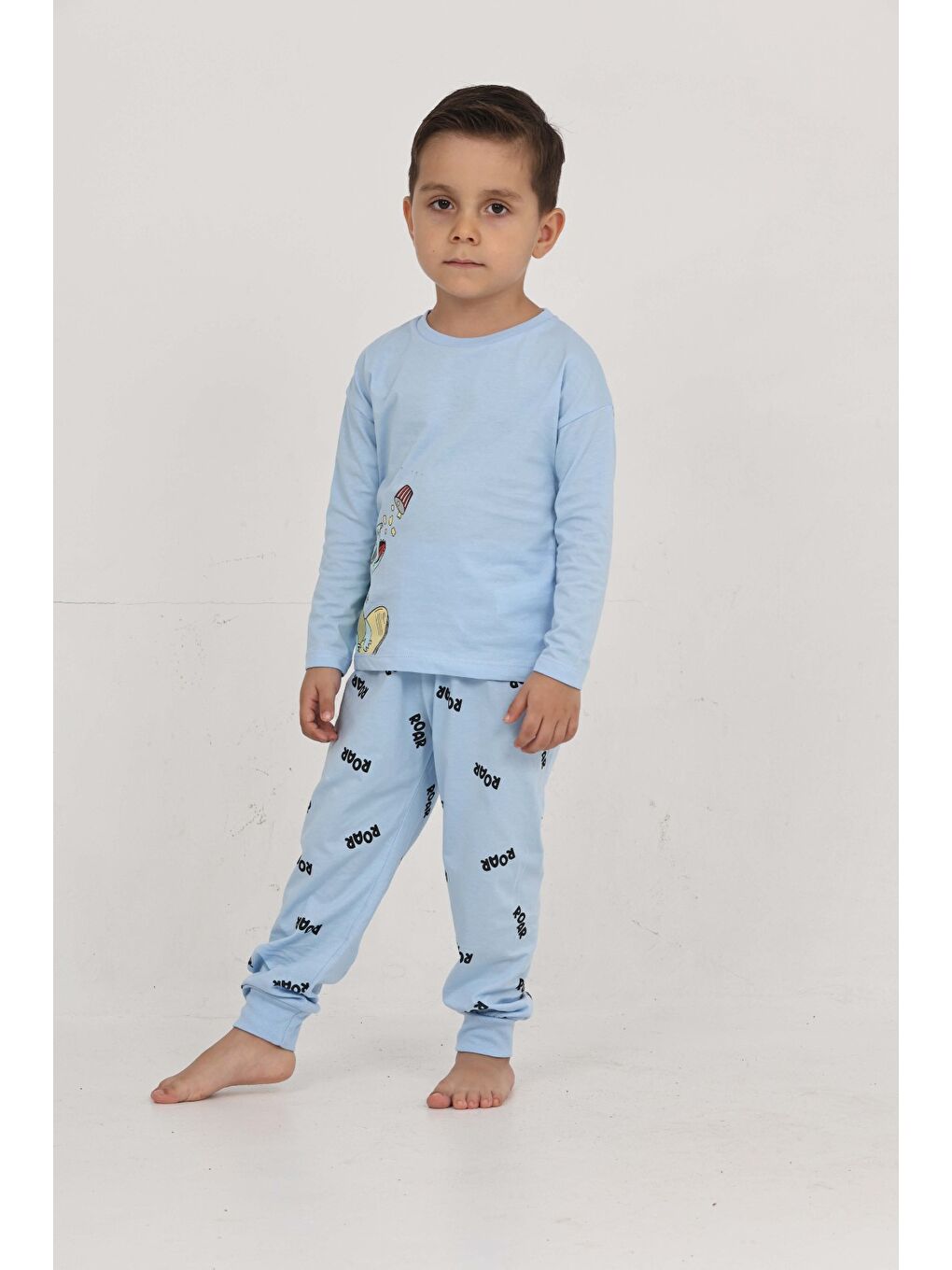 Mavi Erkek Çocuk Roar Baskılı Pijama Takım-6