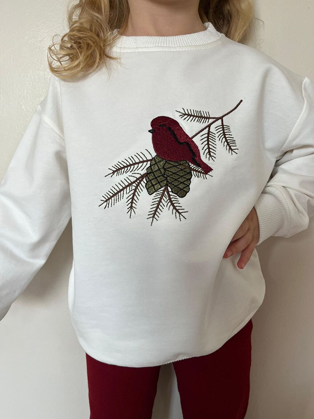 Bordo Kız Çocuk Baskılı Alt Üst Eşofman Takım-3