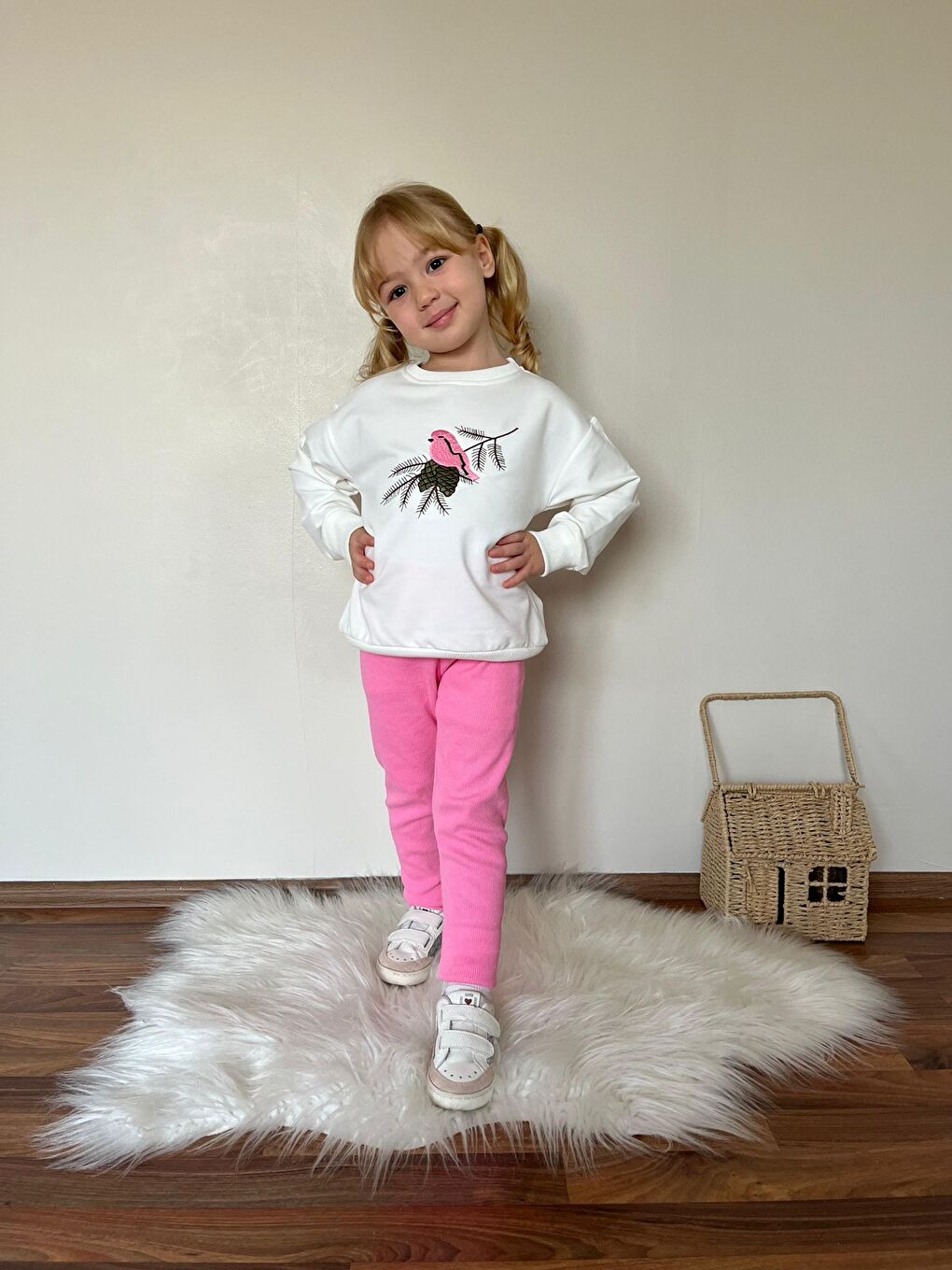 Pembe Kız Çocuk Baskılı Alt Üst Eşofman Takım-2