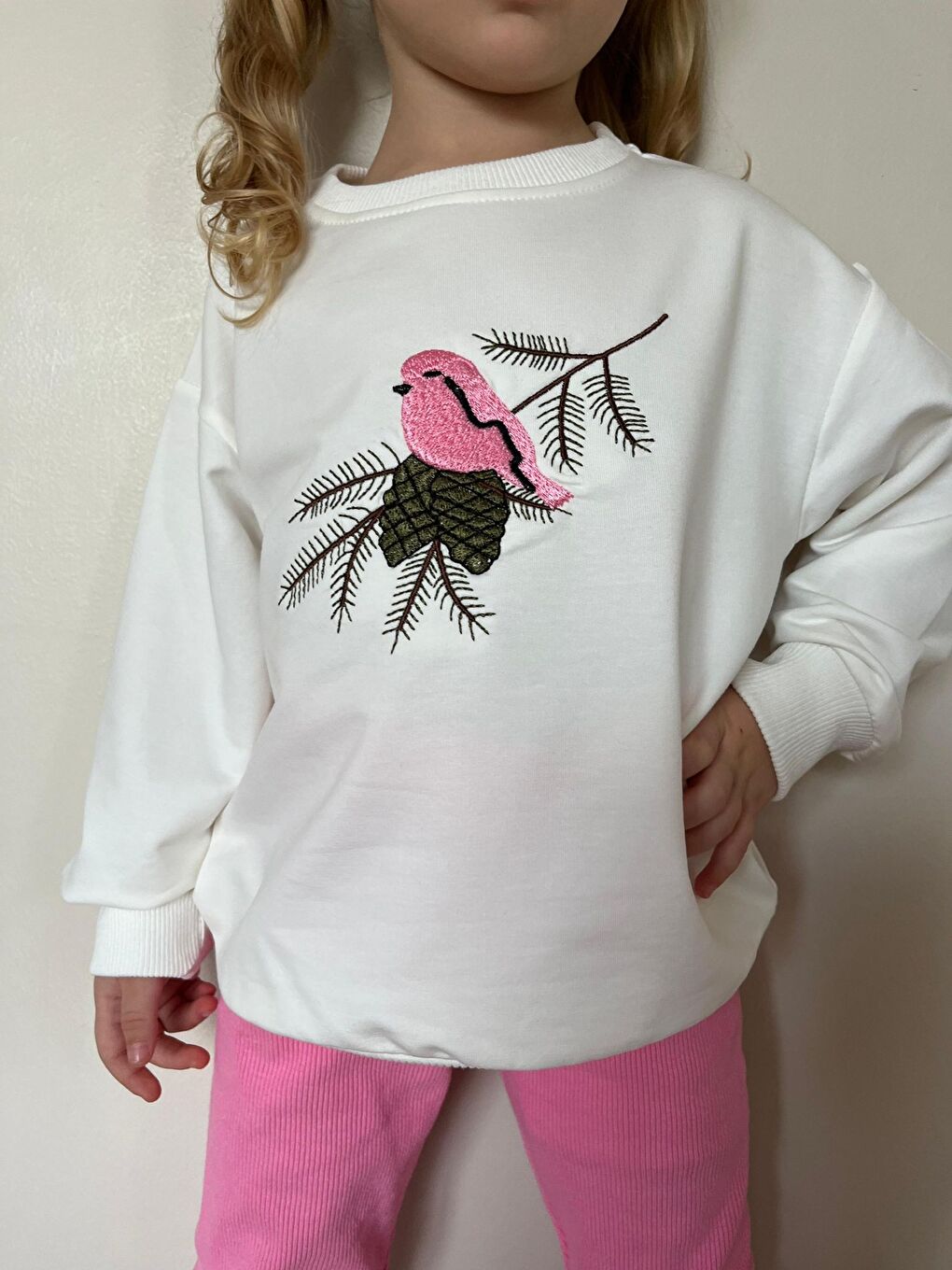 Pembe Kız Çocuk Baskılı Alt Üst Eşofman Takım-3