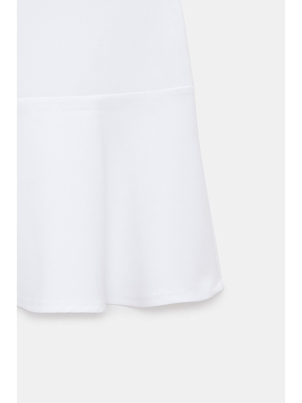 Beyaz Kadın A Kesim Normal Bel Volanlı Dokuma Mini Etek-2