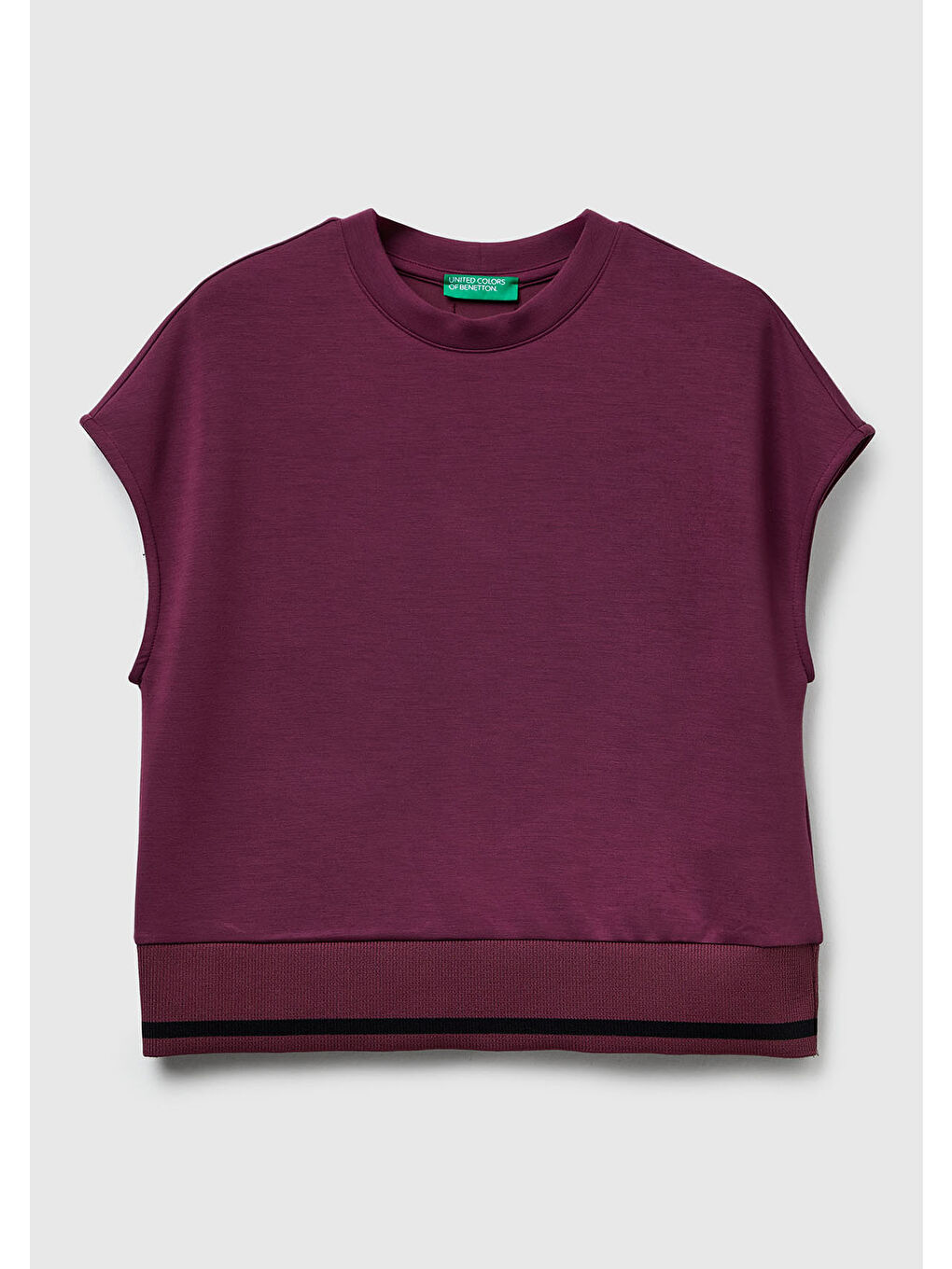 Kadın Mürdüm Modal Karışımlı Beli Çizgi Detaylı Kolsuz Sweatshirt-1