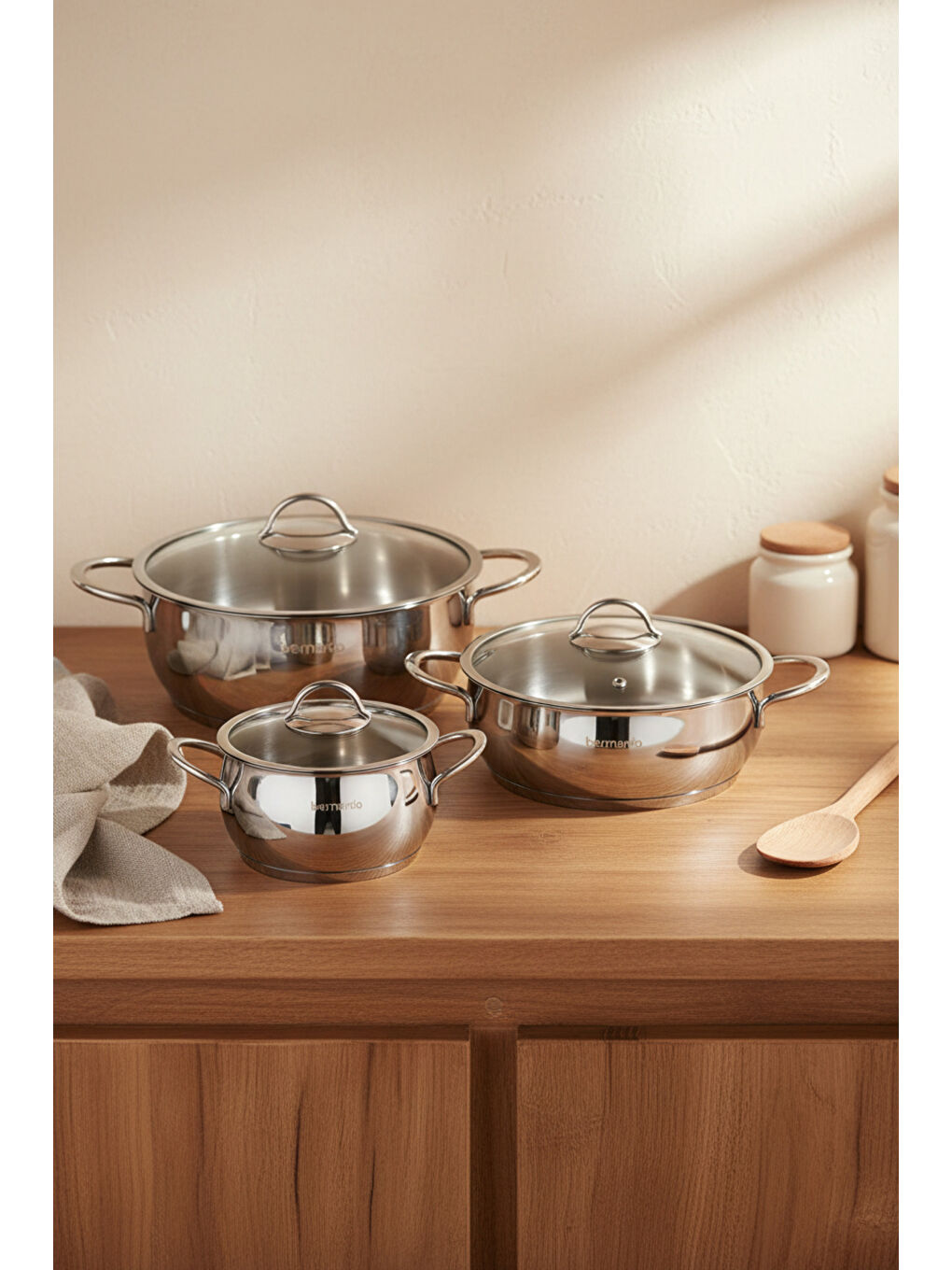 Gri Monde 6 Parça Yarı Küre Çelik Tencere Seti-1