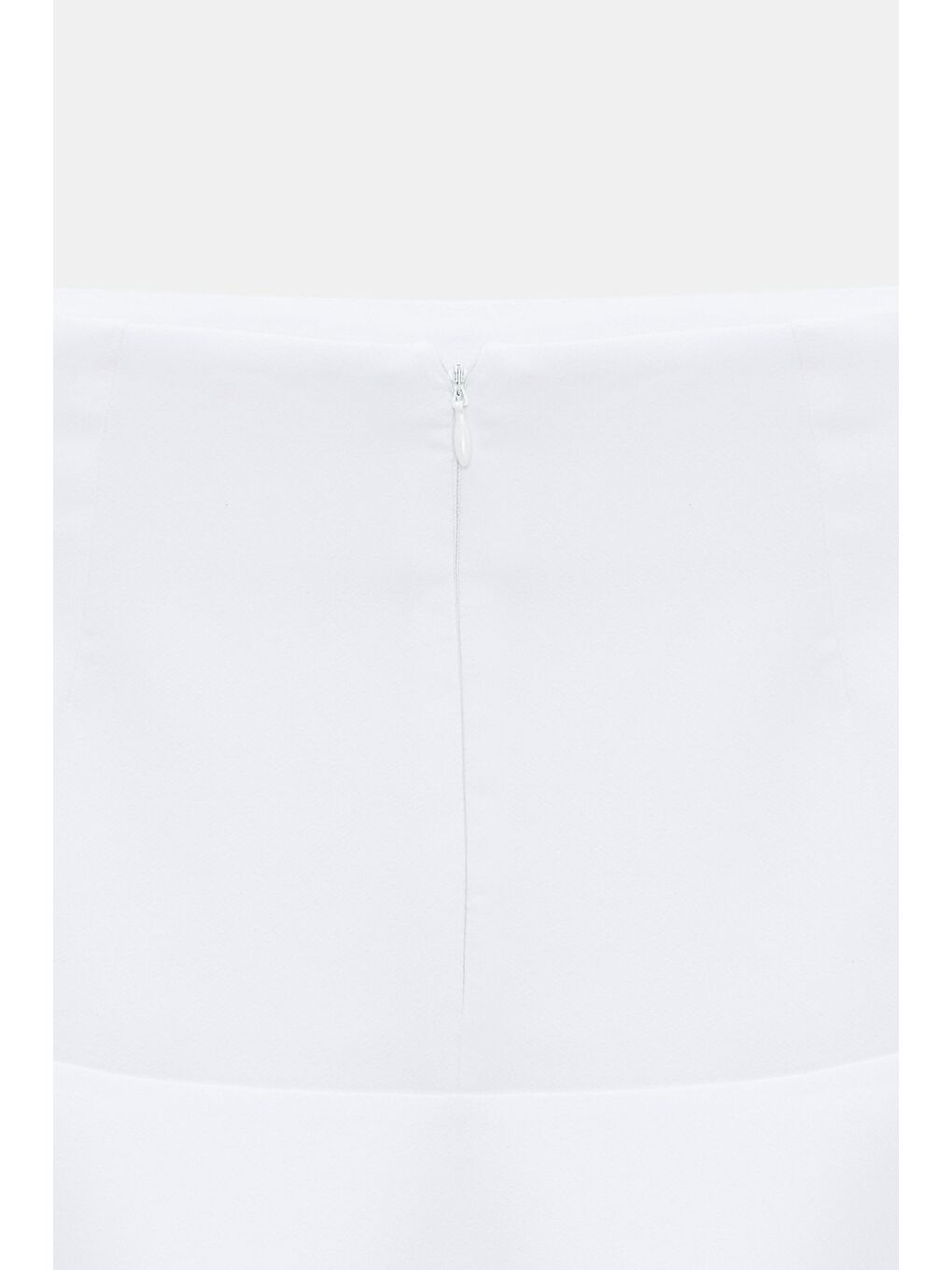 Beyaz Kadın A Kesim Normal Bel Volanlı Dokuma Mini Etek-3