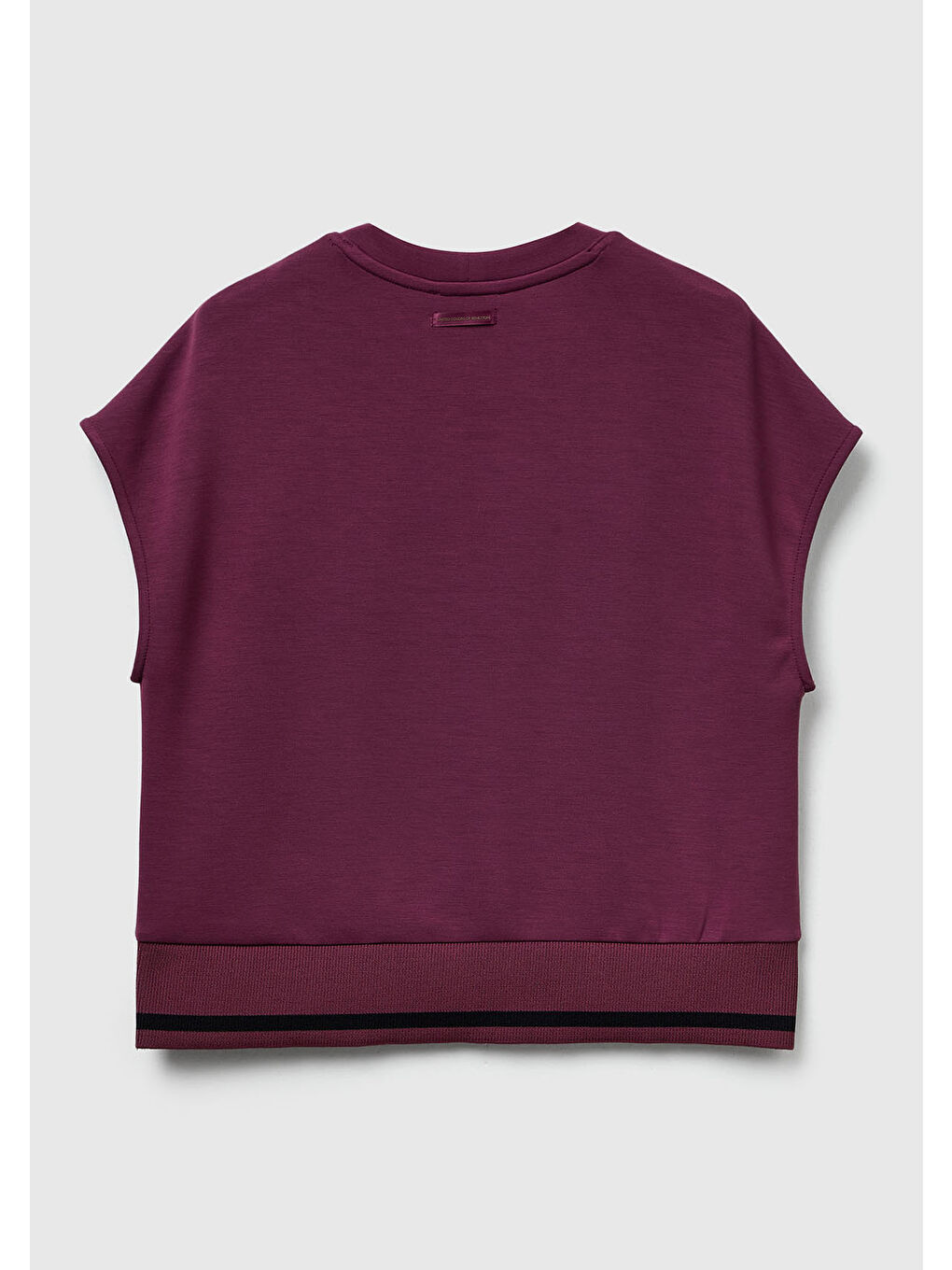 Kadın Mürdüm Modal Karışımlı Beli Çizgi Detaylı Kolsuz Sweatshirt-3