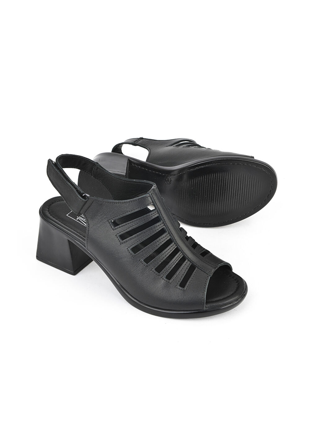 Kadın Hakiki Deri Topuklu Sandalet 151992Z12001 Siyah-3