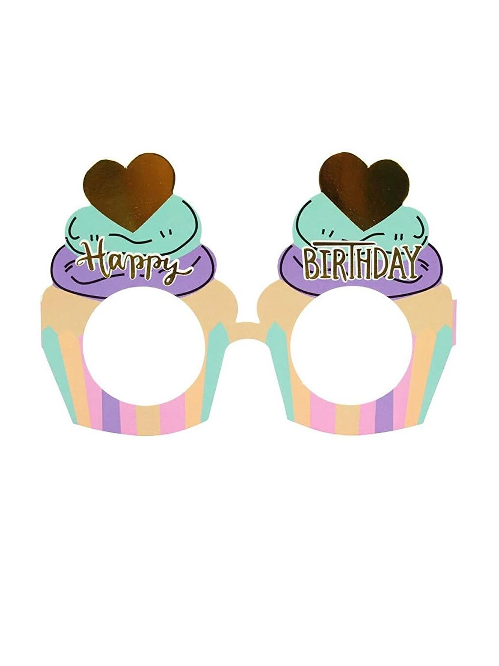 Karışık Çok Renkli Cup Cake Temalı 6'lı Parti Gözlüğü