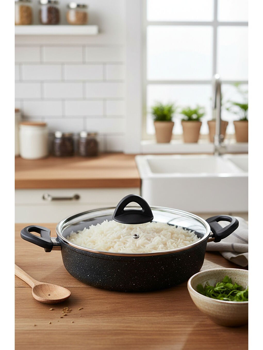 Melcor 9 Parça Granit Tencere Seti Siyah-7