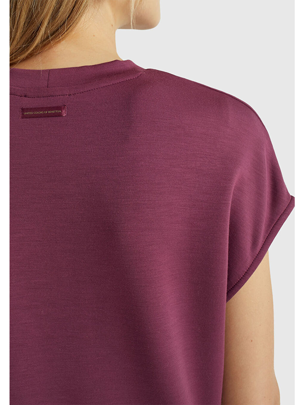 Kadın Mürdüm Modal Karışımlı Beli Çizgi Detaylı Kolsuz Sweatshirt-5