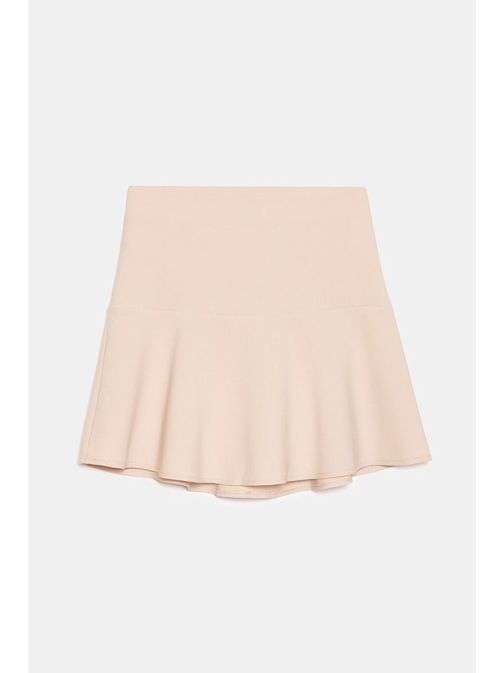 Bej Taş Kadın A Kesim Normal Bel Volanlı Dokuma Mini Etek