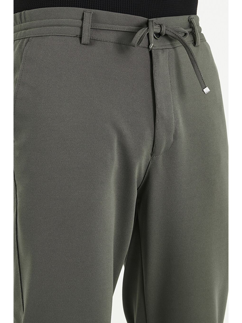 Haki Regular Fit Düz Paça Bağlamalı Pantolon 6843700-5