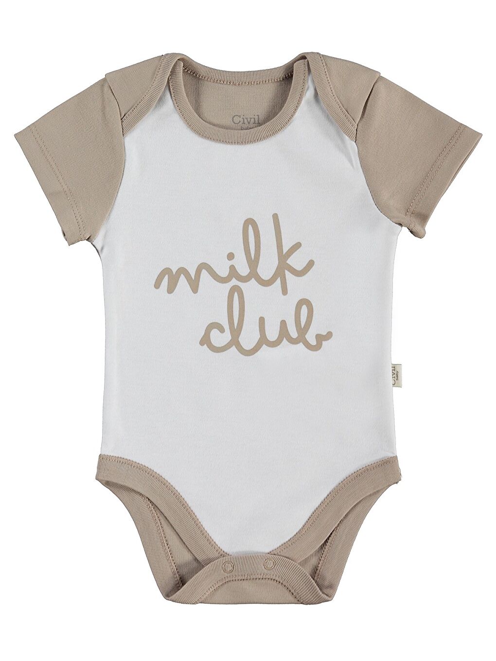 Baby Milk Baskılı 2'li Set 3-18 Ay Çıtçıtlı Badi - Ekru-2