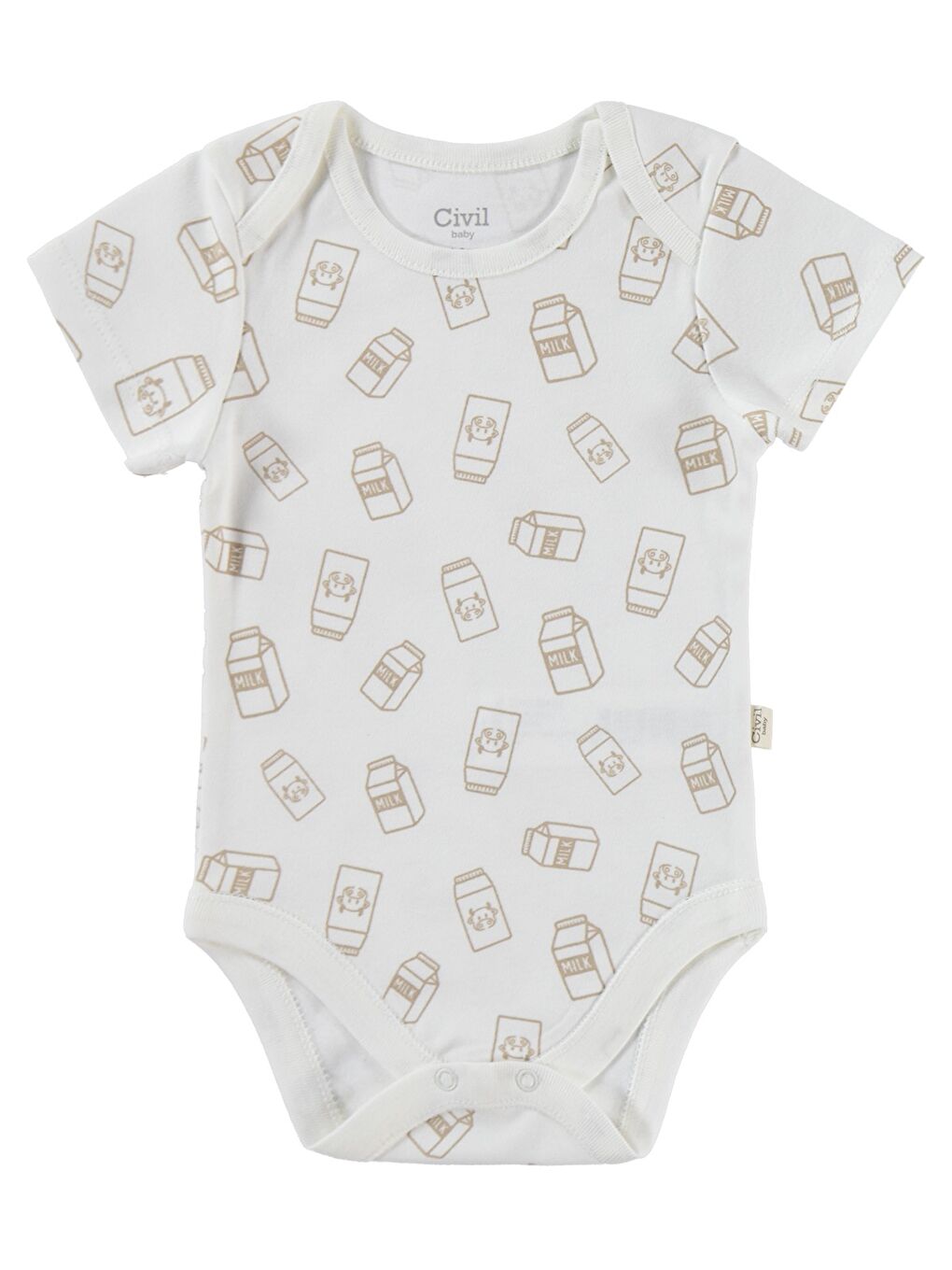 Baby Milk Baskılı 2'li Set 3-18 Ay Çıtçıtlı Badi - Ekru-3