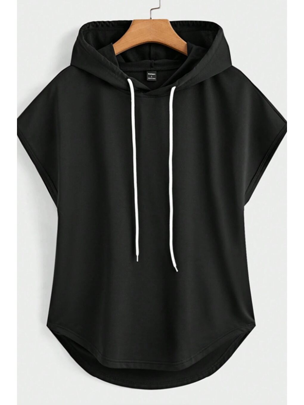 Siyah Erkek Beyaz Oversize Kolsuz Kapüşonlu Atlet-2