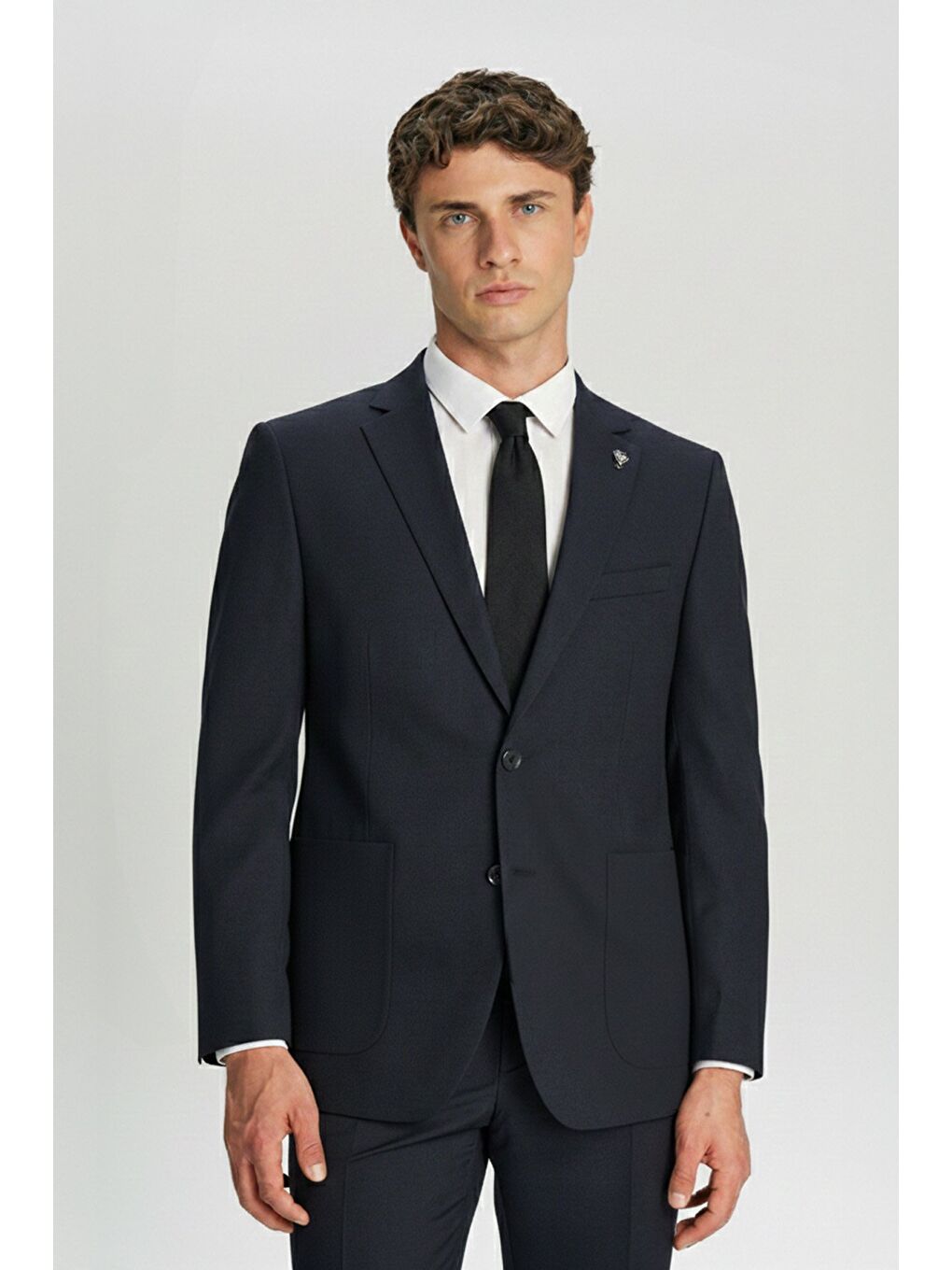 Lacivert Slim Fit Çizgili Mono Yaka 6 Drop Erkek Takım Elbise