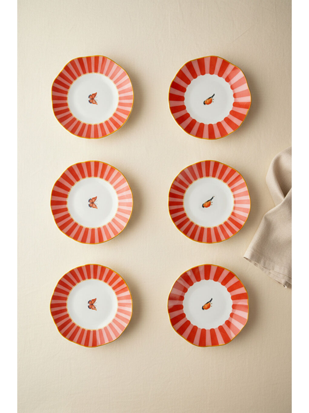 Beyaz Glamour 6 Parça Pasta Takımı