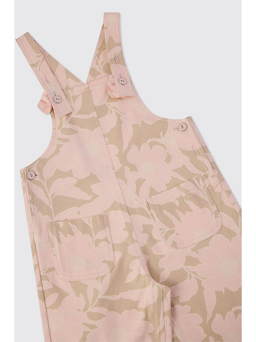 Kız Bebek Çiçek Desenli Pembe Salopet-2