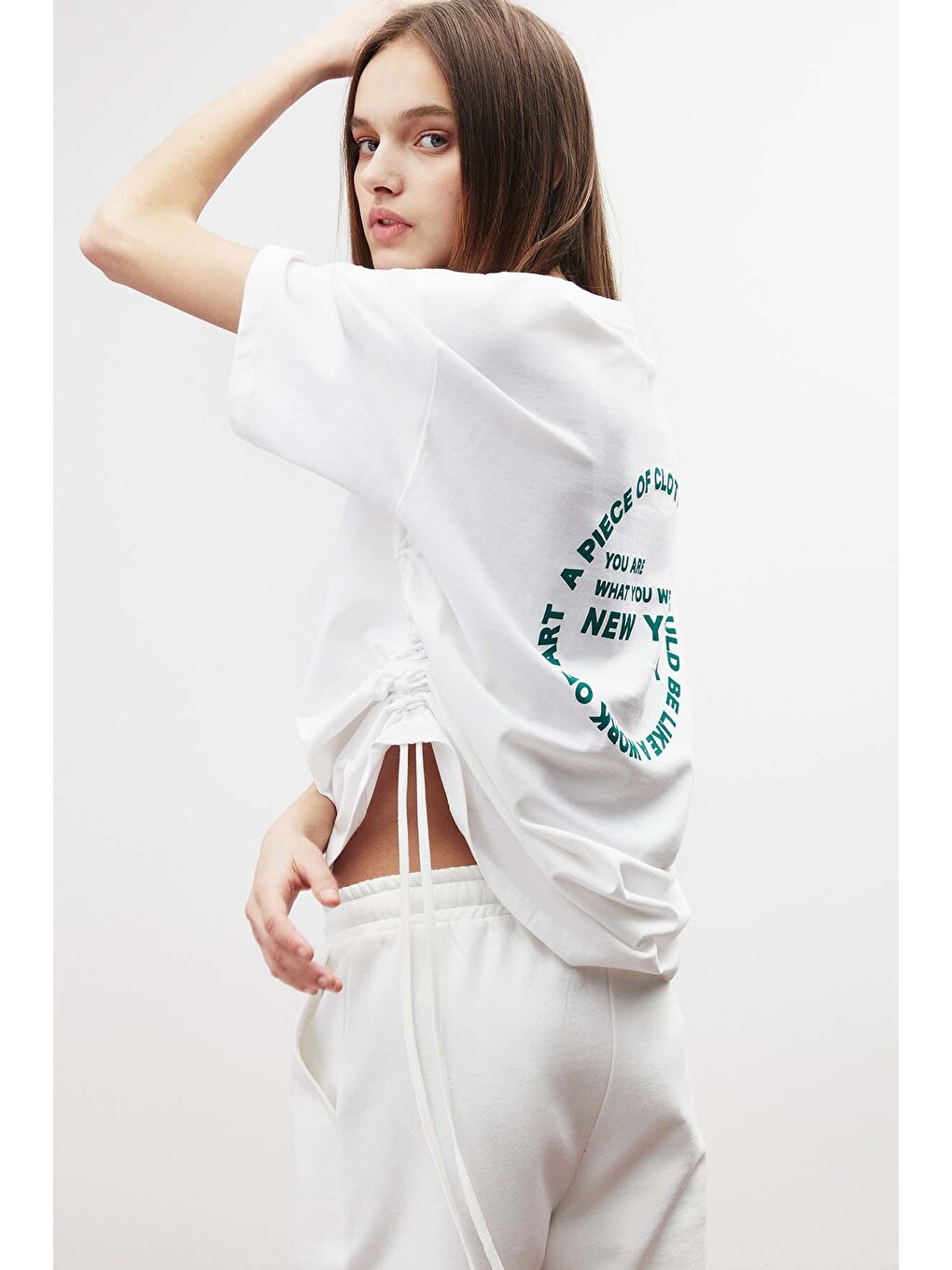 Pıece Oversize Beyaz T-shirt-4