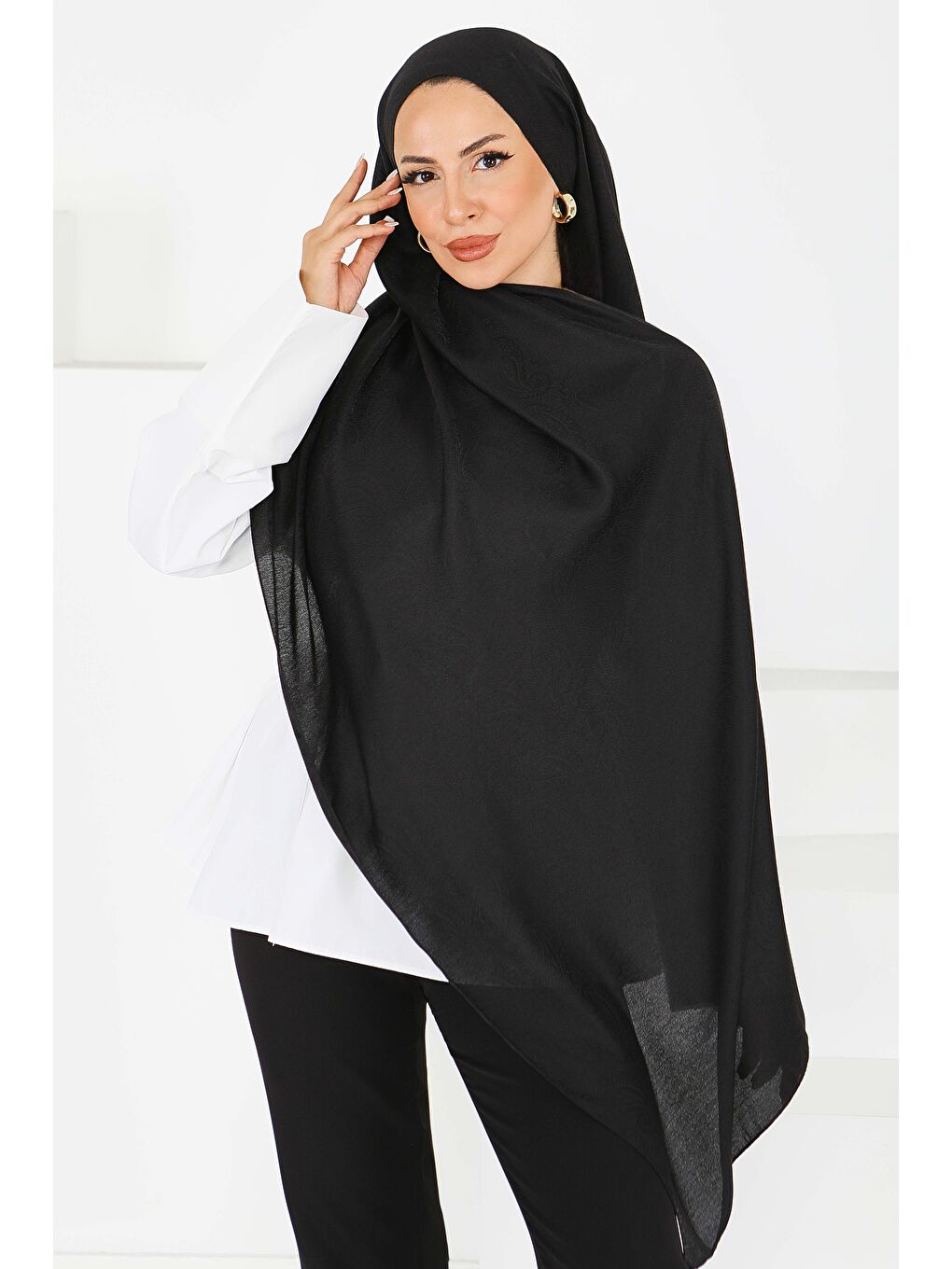 Vintage Monagram Şal Siyah - 27593