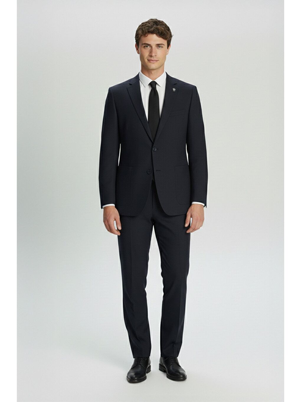 Lacivert Slim Fit Çizgili Mono Yaka 6 Drop Erkek Takım Elbise-3