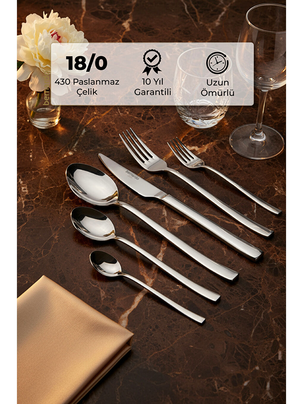 Gri Alya 36 Parça Çatal Kaşık Bıçak Seti-5