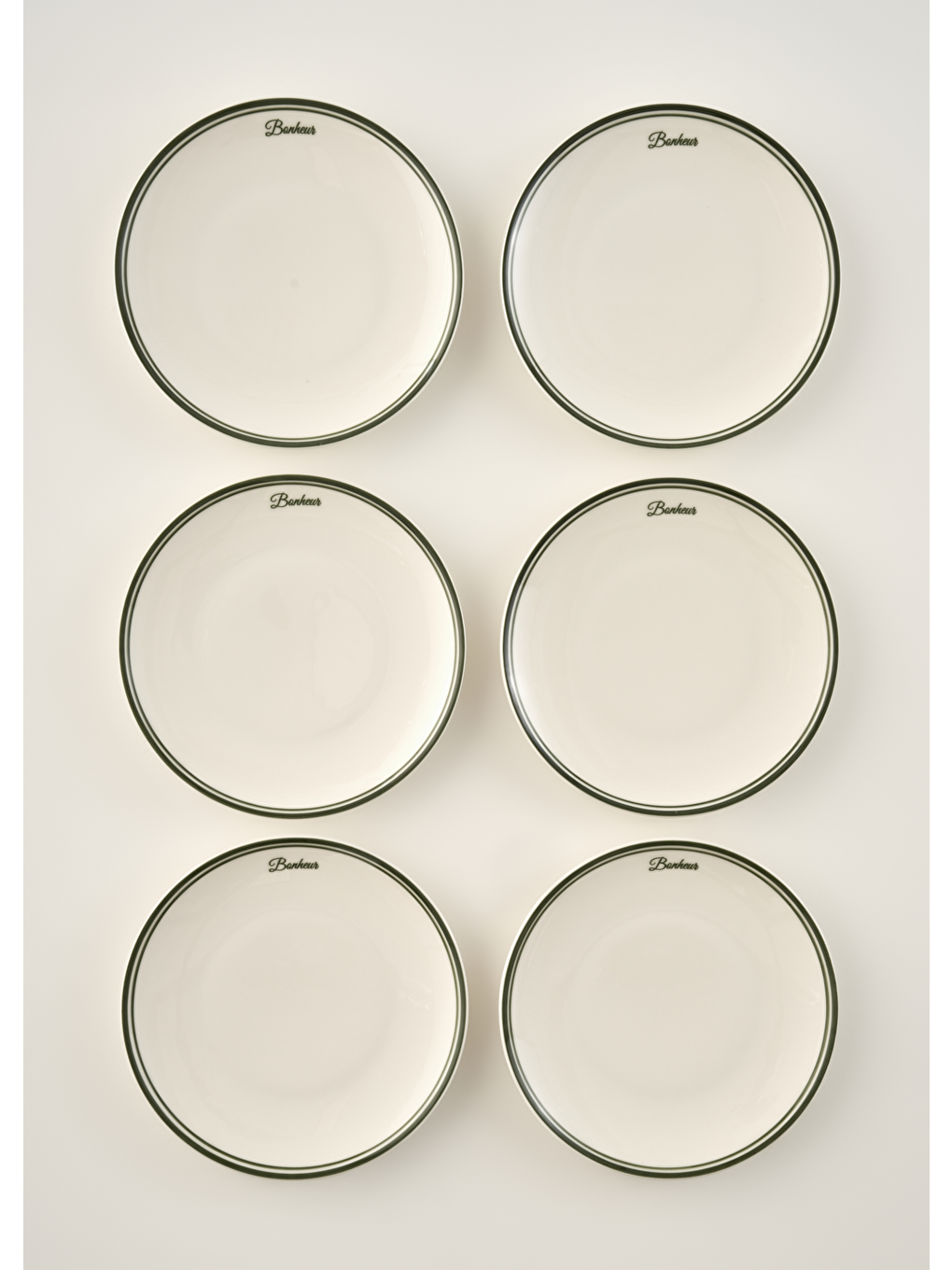 Bonheur Porselen 6'lı Pasta Tabağı Seti Yeşil (21 cm)