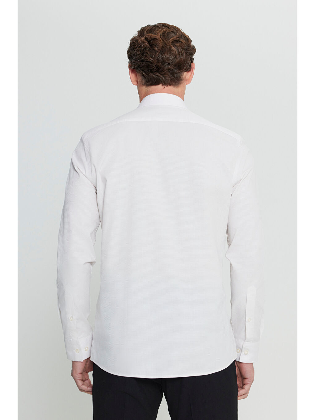 Erkek Bej Slim Fit Dar Kesim Küçük İtalyan Yaka Armürlü Gömlek-4